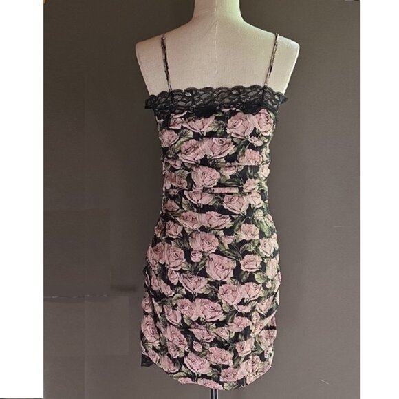 NWT FOR LOVE AND LEMONS FALLEN ROSE PRINT SLEEVELESS MINI DRESS SIZE XS - Picture 4 of 10